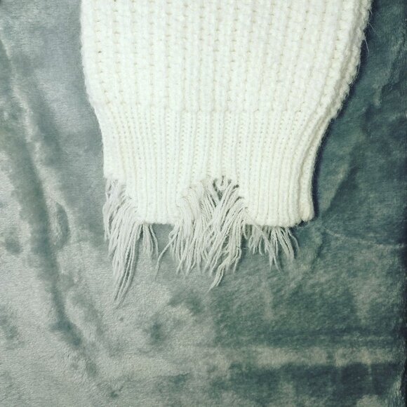 Rue21 Womens L Distressed Sweater White Striped‎ Knit Pullover Grunge Y2K - Picture 7 of 9